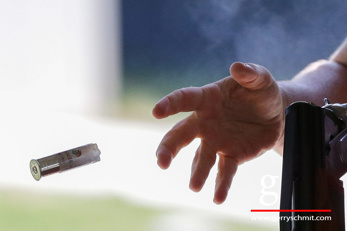 Lyndon Sosa of Luxembourg throws away his ammunition during Trapshooting @JPEE